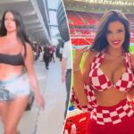 A 'torcedora mais sexy' da Copa do Mundo chama a atenção do cinegrafista da Fórmula 1