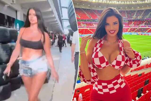 A 'torcedora mais sexy' da Copa do Mundo chama a atenção do cinegrafista da Fórmula 1
