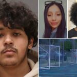Adolescente abatido, menino de 15 anos e mãe de 8 anos, que acabou de ser recusado para entrar no jogo de futebol: policiais
