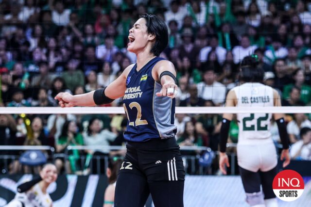 Alyssa Solomon se declara para o PVL Rookie Draft de Alyssa Solomon, do NU Lady Bulldogs, durante o jogo 2 das finais do vôlei feminino da temporada 87 da UAAP contra La Salle Lady Spikers.