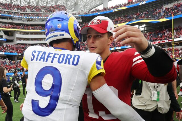 San Francisco 49ers QB Brock Purdy and Los Angeles Rams QB Matthew Stafford
