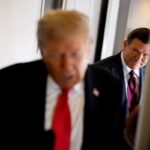 President Donald Trump, left and Fox News journalist Bret Baier aboard Air Force One on August 15, 2025.