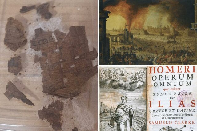 Arqueólogos ficam surpresos após encontrarem a 'Ilíada' de Homero em Arqueólogos ficam surpresos após encontrarem a 'Ilíada' de Homero em uma múmia egípcia em uma descoberta extraordinária
