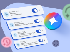 As ações programadas do Gemini substituíram três aplicativos pelos quais eu estava pagando e me sinto estranho com isso Ilustração mostrando o logotipo da Gemini no centro, cercado por ícones do Gmail, Docs, restaurante e viagens do Google.