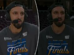 As luzes parecem se apagar em Landry Shamet durante entrevista à ESPN após a varredura dos Knicks As luzes parecem se apagar em Landry Shamet durante entrevista à ESPN após a varredura dos Knicks