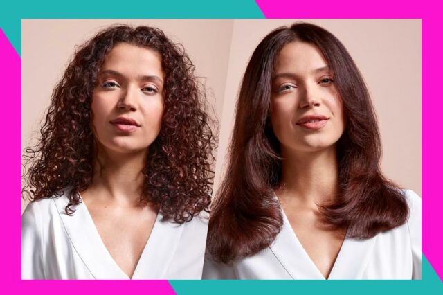 Uma visão aproximada de um alisador de cabelo