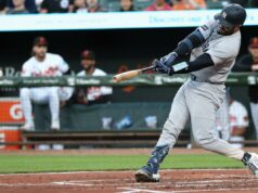 Austin Wells não se esconde de ‘quão ruim’ sua queda nos Yankees se tornou O apanhador do New York Yankees, Austin Wells (28), acerta um single.