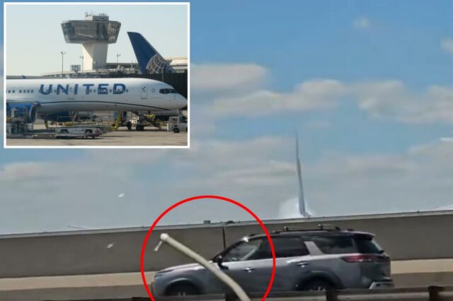 Avião da United atinge poste de luz e trailer de trator na NJ Turnpike ao pousar no aeroporto de Newark: autoridades
