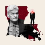 Senator Bill Cassidy speaks to reporters outside of the Louisiana State Archives in Baton Rouge on May 2, 2026.