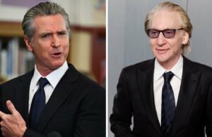 Bill Maher avisa Gavin Newsom que ele está começando a soar ‘exatamente’ como Trump em meio ao processo da Fox News Imagem dividida de Gavin Newsom, Joe Rogan
