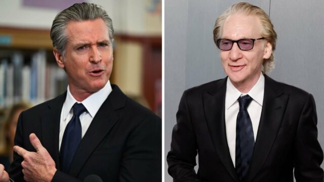 Imagem dividida de Gavin Newsom, Joe Rogan