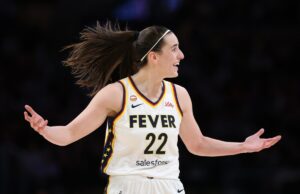 Caitlin Clark revela seu próximo grande objetivo fora do basquete LOS ANGELES, CALIFORNIA - MAY 13: Caitlin Clark #22 of the Indiana Fever reacts during the game against the Los Angeles Sparks at Crypto.com Arena on May 13, 2026 in Los Angeles, California. (Photo by Harry How/Getty Images)