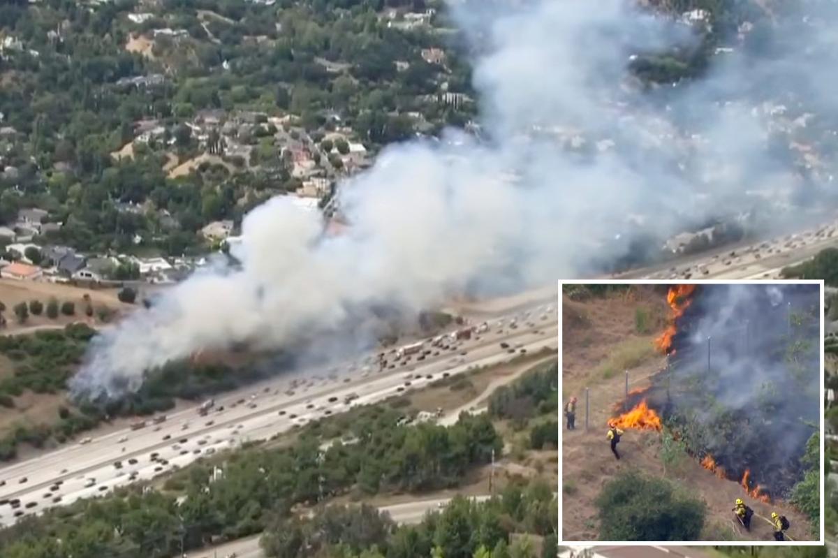 Caos no trânsito de Los Angeles enquanto incêndio florestal perto do Getty Center força o fechamento de faixas na principal rodovia