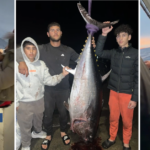 Os quatro passaram duas horas disputando o enorme peixe.
