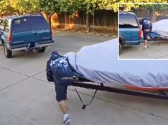 Carma instantâneo para o bandido que roubou o amado barco da garagem dos proprietários: ‘Nós rimos por último’ Carma instantâneo para o bandido que roubou o amado barco da garagem dos proprietários: 'Nós rimos por último'