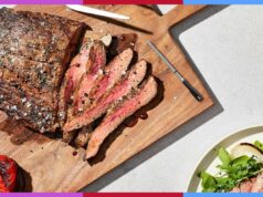 ‘Carnes perfeitamente cozidas sempre’ – os usuários dizem que este é o truque para grelhar no Memorial Day que vale a pena pegar Termômetro de carne Chef iQ Sense com duas sondas e um smartphone exibindo seu aplicativo.