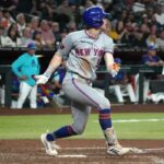 Carson Benge consegue uma dobradinha de RBI na 10ª entrada da vitória do Mets por 3 a 1 sobre o Diamondbacks em 8 de maio de 2026 em Phoenix.