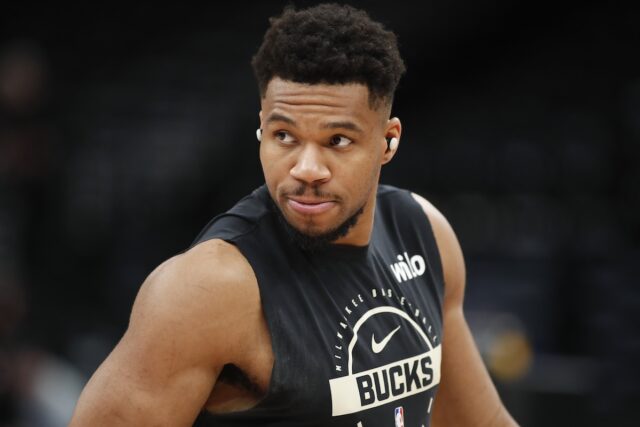 Milwaukee Bucks star Giannis Antetokounmpo at Utah Jazz game