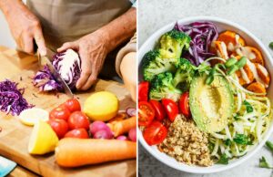 Certas mudanças na dieta podem retardar o processo de envelhecimento em apenas um mês, dizem os pesquisadores Salada Buddha com quinoa, abacate, brócolis, batata doce e molho de tahine.