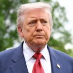 President Donald Trump speaks to journalists before departing from the South Lawn of the White House in Washington, DC, on May 8. (Photo by Mandel NGAN / AFP via Getty Images)