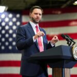 Vice President JD Vance speaks during an event at Milbank Manufacturing Company on Monday in Kansas City, Missouri. (Photo by Eric Lee-Pool/Getty Images)