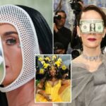 Chapéus de alta qualidade e máscaras peculiares que chamam a atenção foram os acessórios mais quentes do Met Gala de 2026