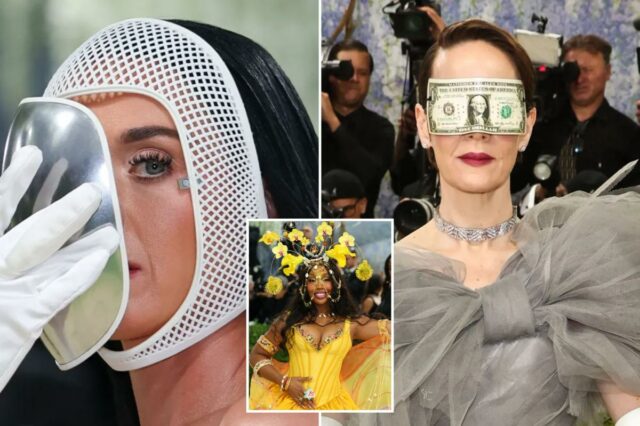 Chapéus de alta qualidade e máscaras peculiares que chamam a atenção foram os acessórios mais quentes do Met Gala de 2026
