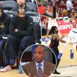 O banco do Cleveland Cavaliers reage ao jogo 4 da final da Conferência Leste.