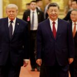 U.S. President Donald Trump arrives for a state banquet hosted by Chinese President Xi Jinping at the Great Hall of the People on May 14 in Beijing.