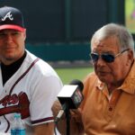 Chipper Jones e Bobby Cox.