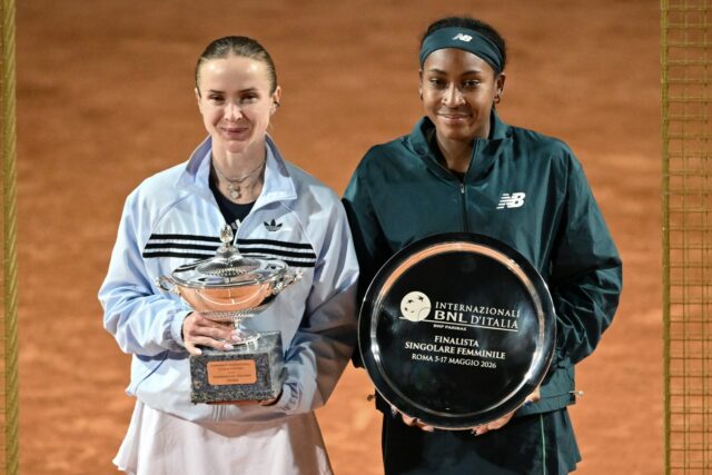 Elina Svitolina of Ukraine and Coco Gauff