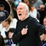 Gregg Popovich, técnico do San Antonio Spurs, gritando durante um jogo contra o Utah Jazz.
