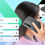 Ilustração de smartphone com ouvido ouvindo forma de onda de áudio