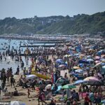 Bournemouth, Christchurch e Poole Council disseram que aplicou 2.844 multas de estacionamento durante o fim de semana do feriado bancário (a praia de Bournemouth é retratada na terça-feira)