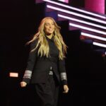 Alex Cooper speaks onstage during the YouTube Brandcast event at Lincoln Center on May 13, 2026, in New York City.