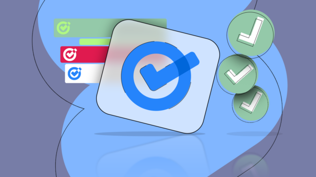 Ilustração do ícone do Gmail centralizado em um fundo colorido, com vários ícones do Google Tasks empilhados no lado esquerdo, um deles sobreposto ao logotipo do Gmail.