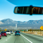Stock image: California,USA, 28 December 2008:View from a van on the roads of California in the Mojave desert