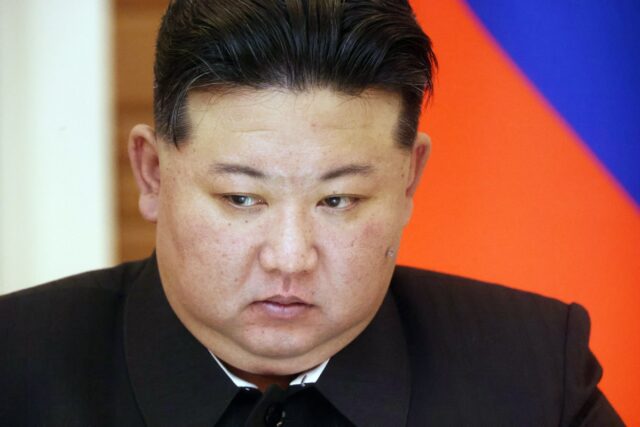 North Korean Supreme Leader Kim Jong Un grimases during a press confernce,  June 19, 2024, in Pyongyang, North Korea.