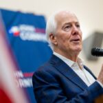Senator John Cornyn (R-TX) speaks during a campaign rally on March 02, 2026 in Schertz, Texas.