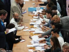 Cortinas para Keir? Lammy alerta os parlamentares trabalhistas contra a conspiração de ‘aprovar o pacote’ para destituir Starmer após o encerramento da votação em eleições que deverão ser punitivas para o partido e o primeiro-ministro Espera-se que os trabalhistas sofram um golpe brutal nas mãos dos eleitores em 136 áreas da Inglaterra (contagem de Westminster na foto)