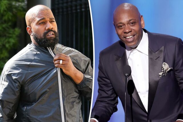 Dave Chappelle zomba hilariamente do convidado surpresa Kanye no palco do show de comédia de Los Angeles
