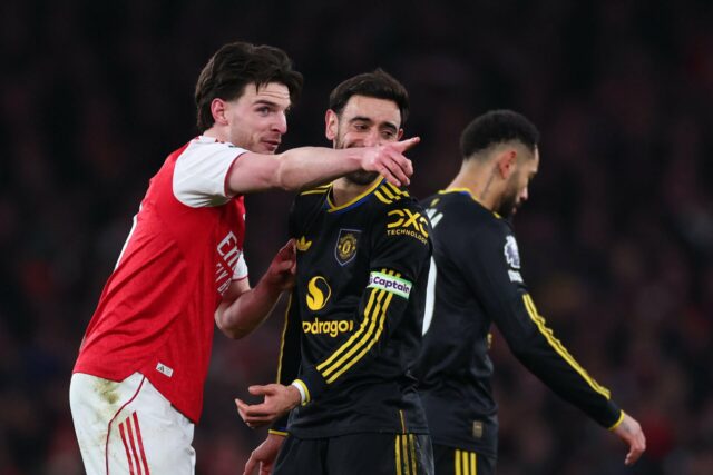 Declan Rice nomeia estrela do Man Utd como o melhor cobrador de falta que já viu, à frente de Bruno Fernandes
