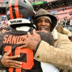 Colorado head coach Deion Sanders and Cleveland Browns QB Shedeur Sanders