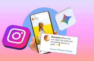 Deixei Gêmeos escrever minhas legendas no Instagram por uma semana e ninguém percebeu um telefone mostrando um bate-papo com o Google Gemini ao lado do logotipo do Gemini