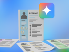 Deixei Gêmeos reescrever meu currículo e pareço um profissional no papel Ícones do Google Docs flutuando ao redor do logotipo da Gemini.