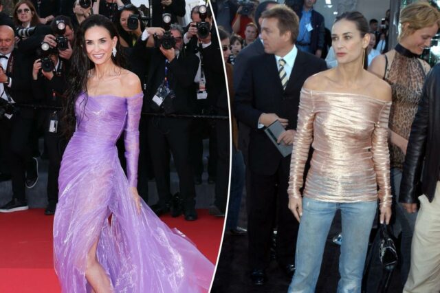 Demi Moore reinventa seu próprio visual no tapete vermelho de Demi Moore reinventa seu próprio visual no tapete vermelho de 2003 no Festival de Cinema de Cannes