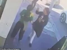 Detenção feita depois que uma garçonete que visitava Melbourne em férias de trabalho teve um ‘prato esmagado no rosto’ por um estranho enquanto atendia os clientes A mochileira francesa Anais Poupon (à esquerda) foi supostamente atacada pela mulher (à direita) no Dia Anzac