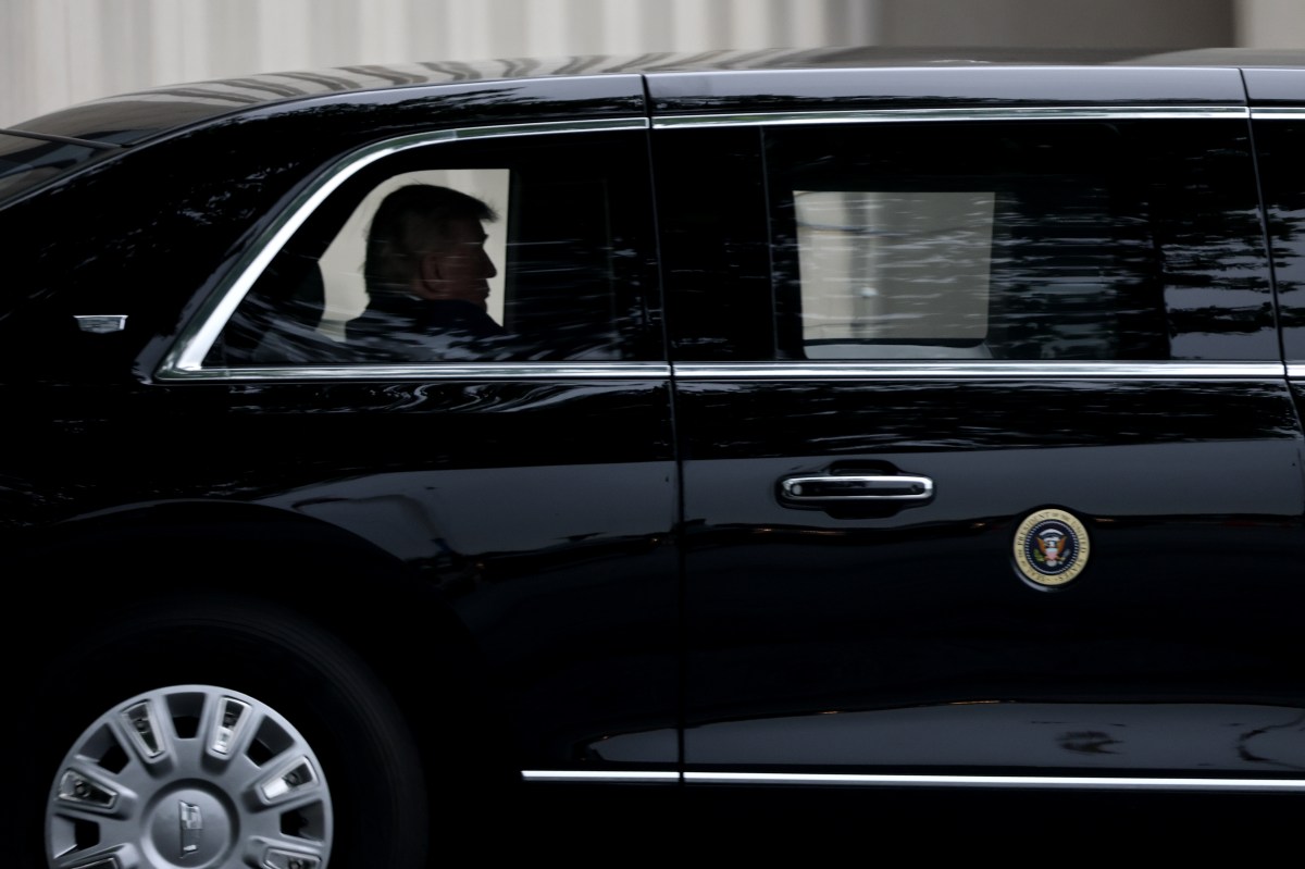 President Donald Trump departs Walter Reed National Military Medical Center following his presidential physical on Tuesday in Bethesda, Maryland. (Photo by Win McNamee/Getty Images)