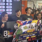 O Comissário da PBA Willie Marcial, o Diretor Executivo da B.League Nao Okamoto, Dwight Ramos e Ryan Gregorio da SBP durante o início da Japan B.League Week em Manila