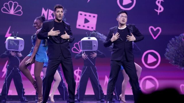 Matt Rogers and Bowen Yang  NBCUniversal upfront Radio City Music Hall May 11 2026